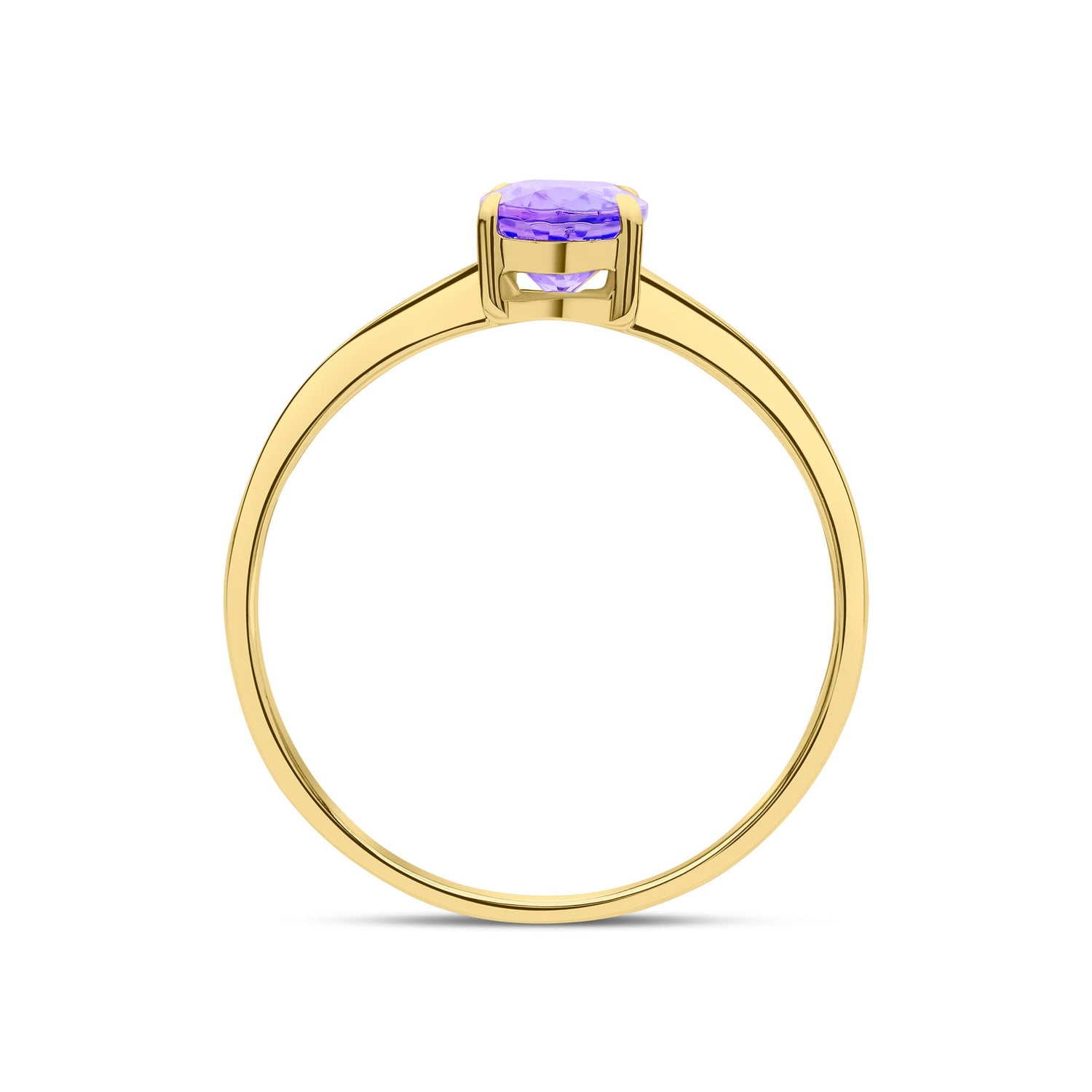 9ct Yellow Gold Oval Natural Tanzanite Claw Set Single Stone Ring — 7x5mm