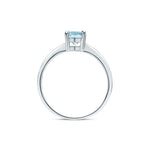9ct White Gold Round Natural Aquamarine Claw Single Stone Ring — 6mm