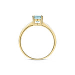 9ct Yellow Gold Round Natural Aquamarine Claw Single Stone Ring — 6mm