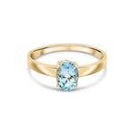 9ct Yellow Gold Oval Natural Aquamarine Claw Single Stone Ring — 7x5mm