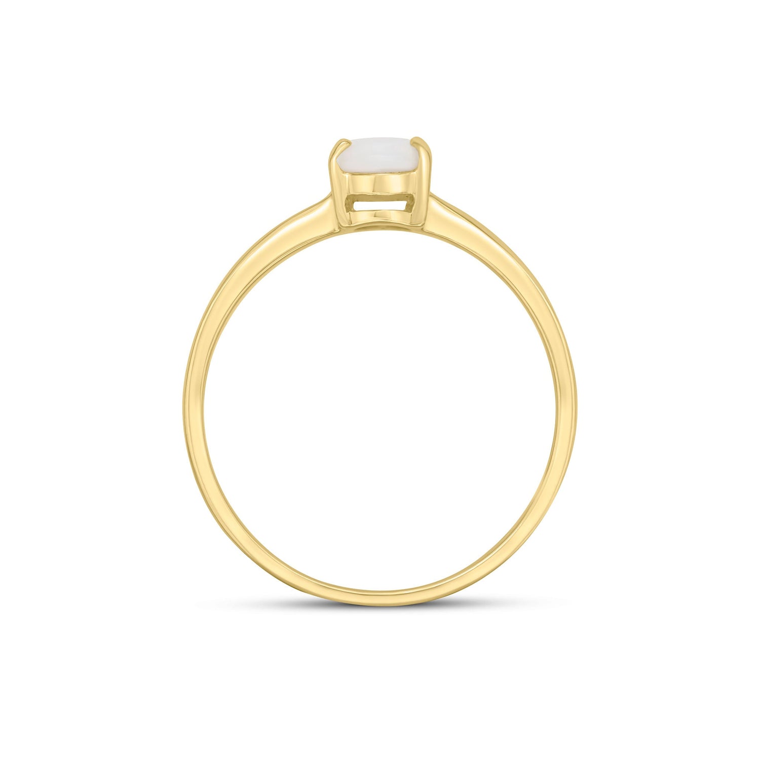 9ct Yellow Gold Oval Natural Opal Claw Set Single Stone Ring — 7x5mm