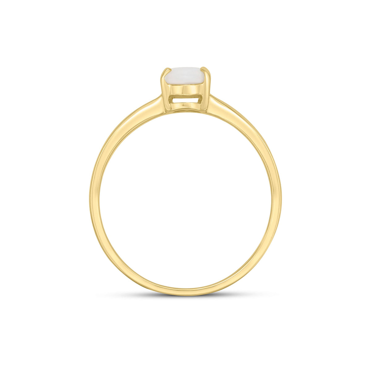 9ct Yellow Gold Oval Natural Opal Claw Single Stone Ring — 7x5mm