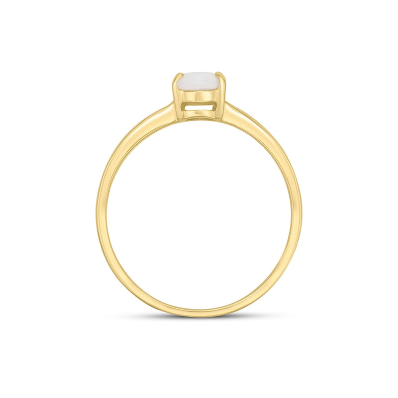 9ct Yellow Gold Oval Natural Opal Claw Single Stone Ring — 7x5mm