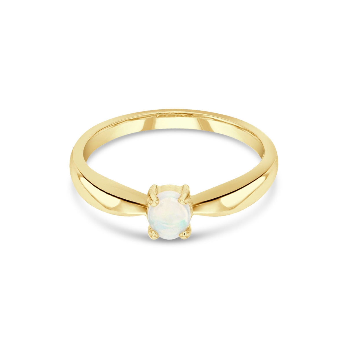 9ct Yellow Gold Oval Natural Opal Claw Ring — 5x4mm