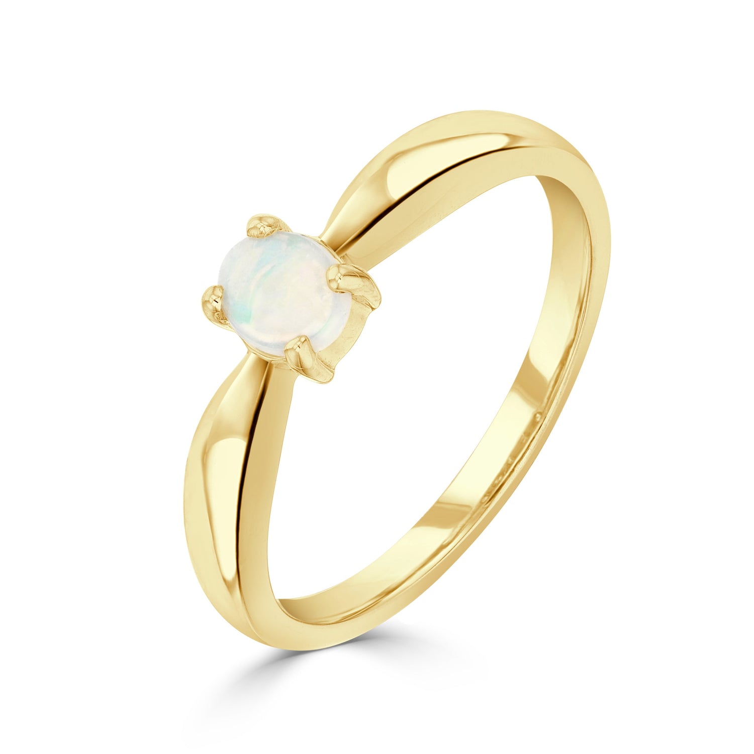 9ct Yellow Gold Oval Opal Claw Ring — 5x4mm