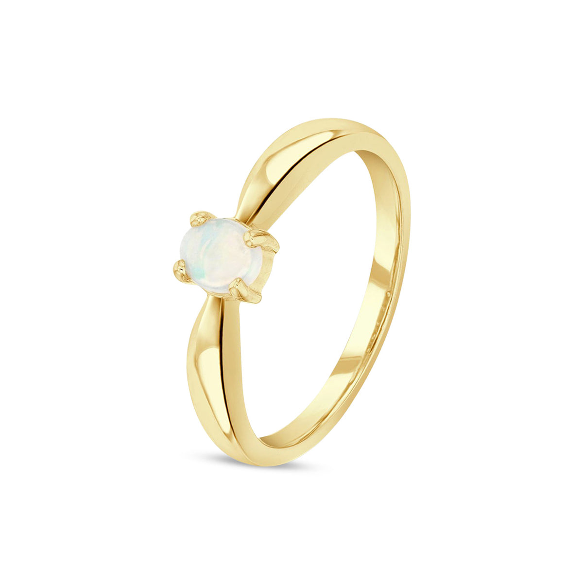9ct Yellow Gold Oval Natural Opal Claw Ring — 5x4mm