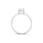 9ct White Gold Round Natural Opal Claw Single Stone Ring — 6mm