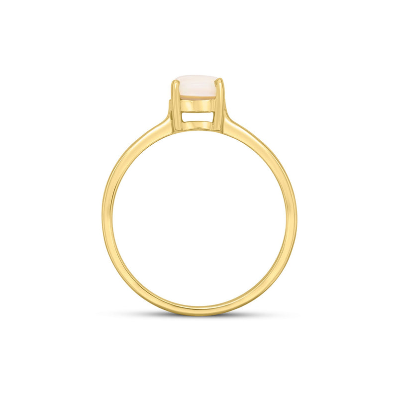 9ct Yellow Gold Round Natural Opal Claw Single Stone Ring — 6mm