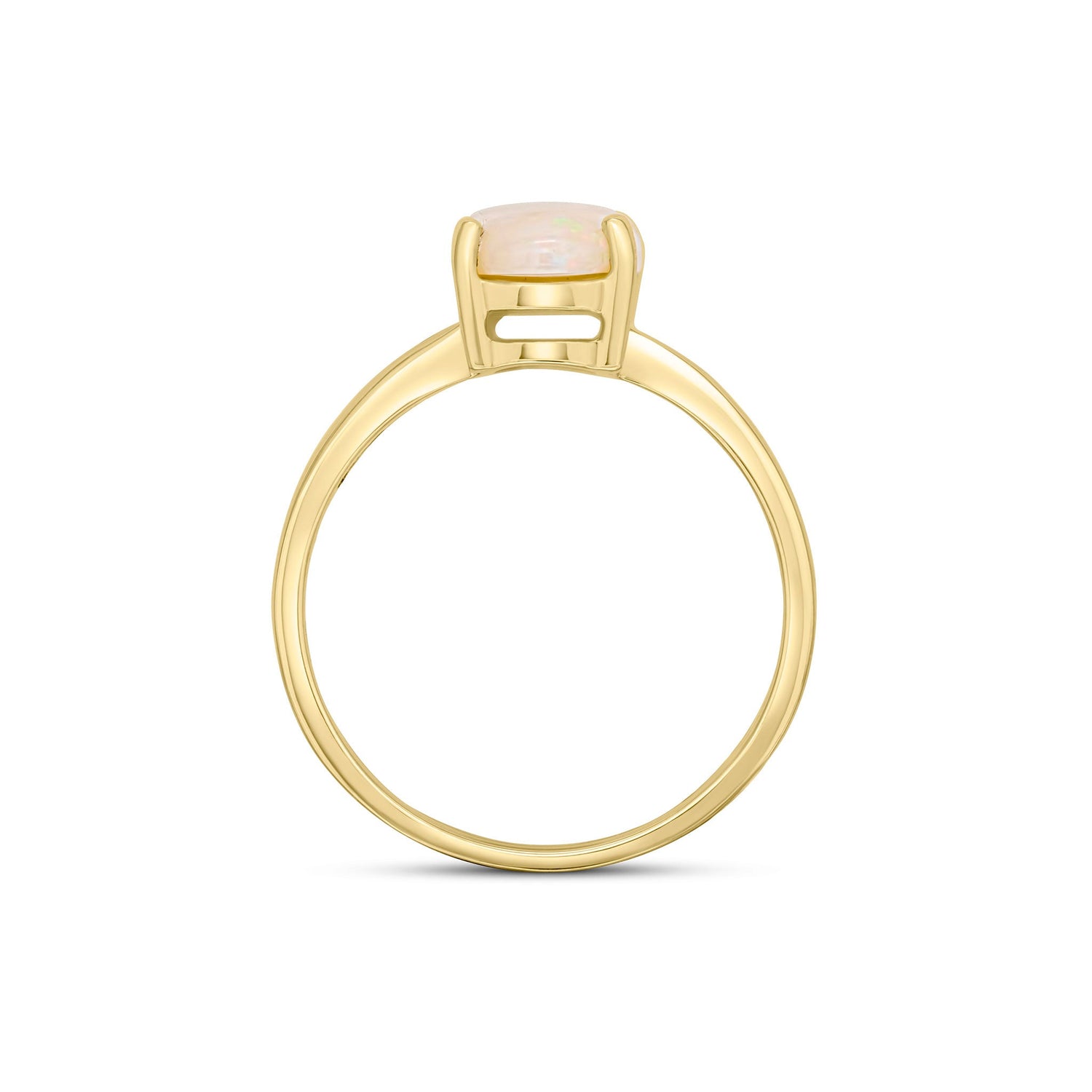 9ct Yellow Gold Oval Natural Opal Claw Ring — 9x7mm