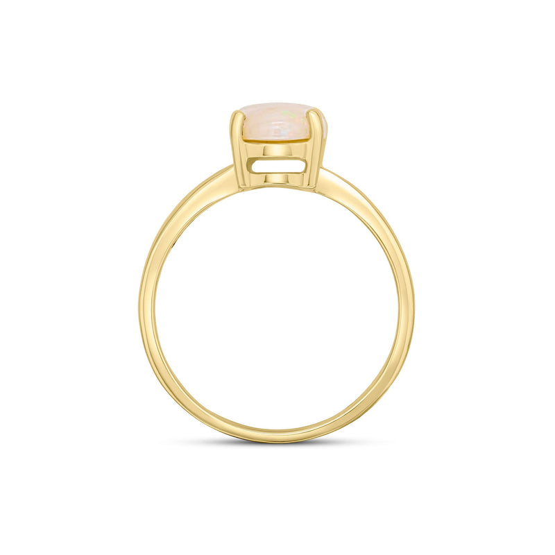 9ct Yellow Gold Oval Natural Opal Claw Single Stone Ring — 9x7mm