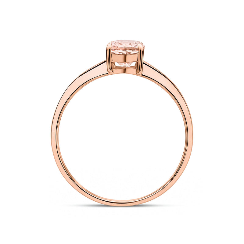 9ct Rose Gold Oval Natural Morganite Claw Single Stone Ring — 7x5mm