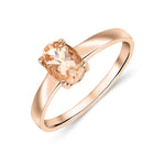 9ct Rose Gold Oval Natural Morganite Claw Single Stone Ring — 7x5mm