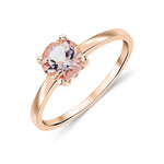 9ct Rose Gold Round Natural Morganite Claw Single Stone Ring — 6mm