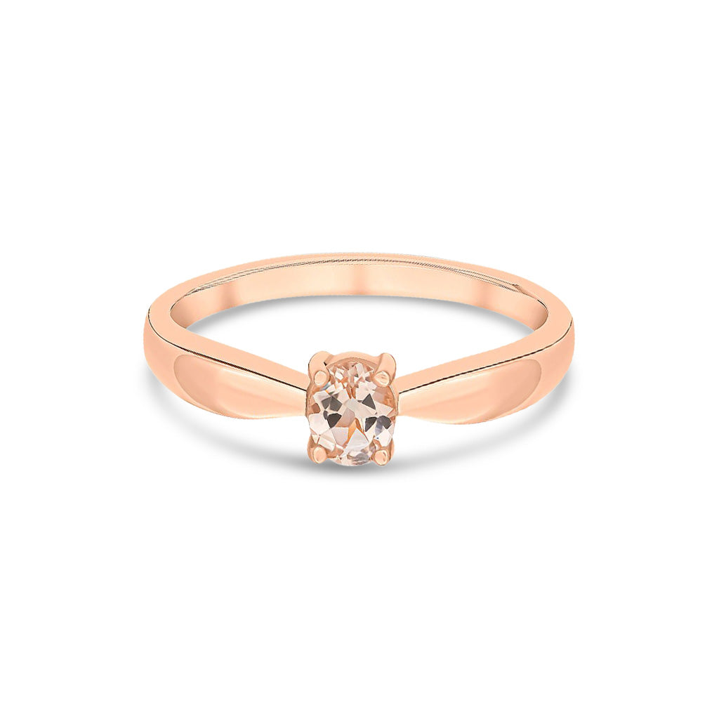9ct Rose Gold Oval Natural Morganite Claw Set Single Stone Ring