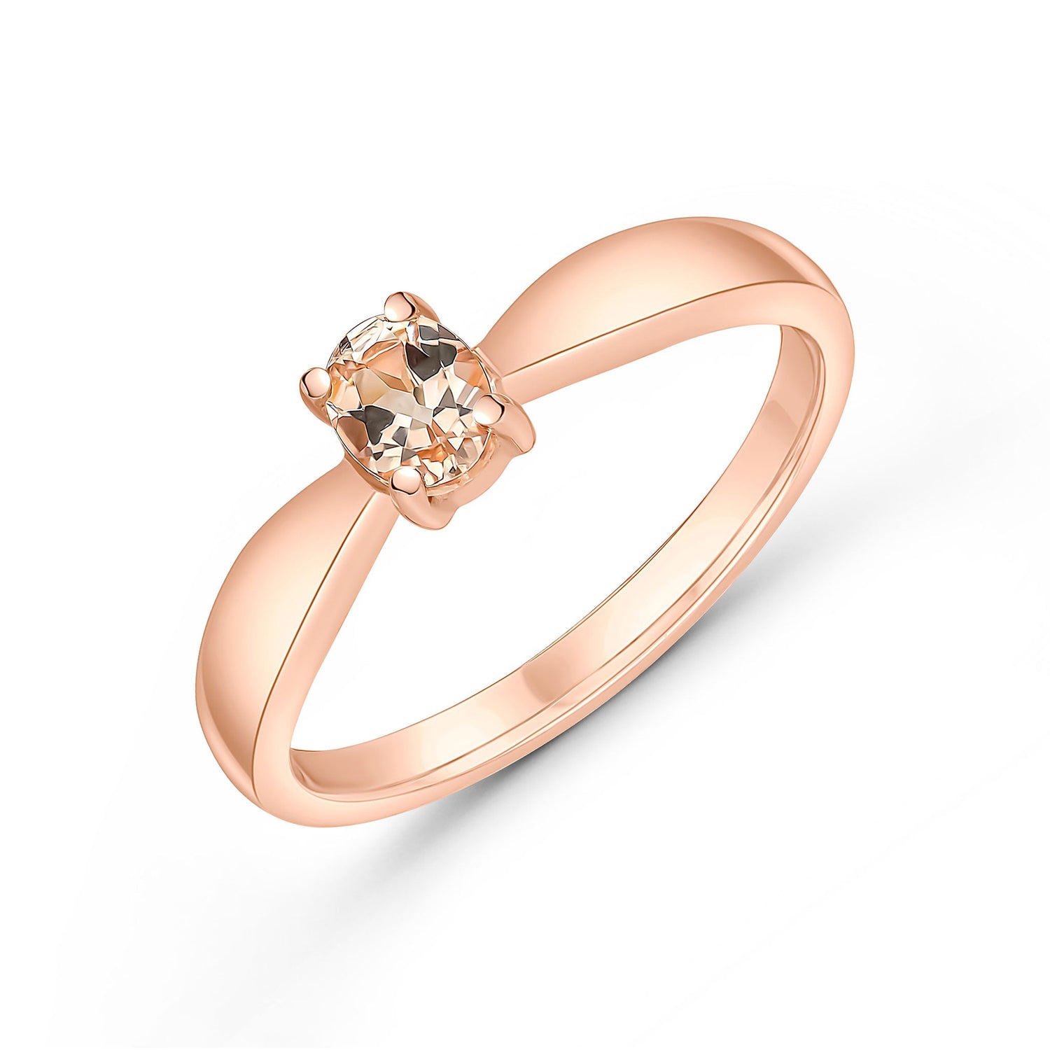 9ct Rose Gold Oval Morganite Claw Set Single Stone Ring — 5x4mm