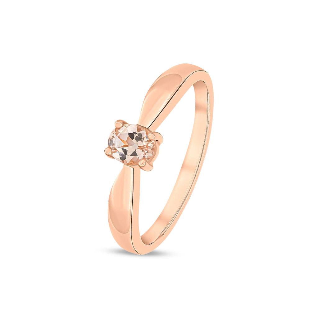 9ct Rose Gold Oval Natural Morganite Claw Set Single Stone Ring
