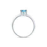 9ct White Gold Round Natural Swiss Blue Topaz Claw Single Stone Ring — 6mm