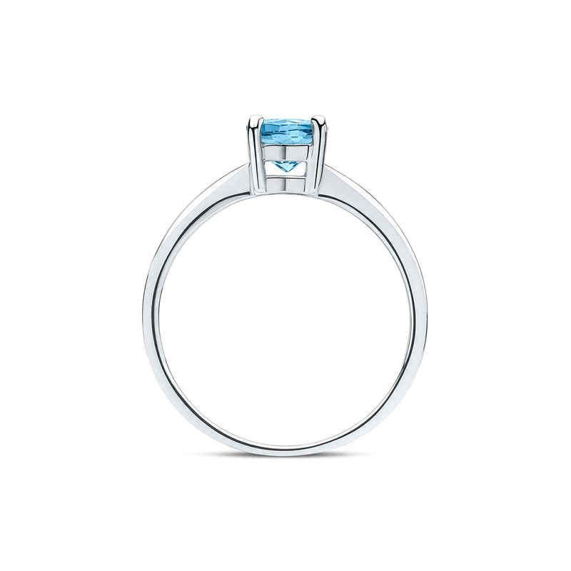 9ct White Gold Round Natural Swiss Blue Topaz Claw Single Stone Ring — 6mm