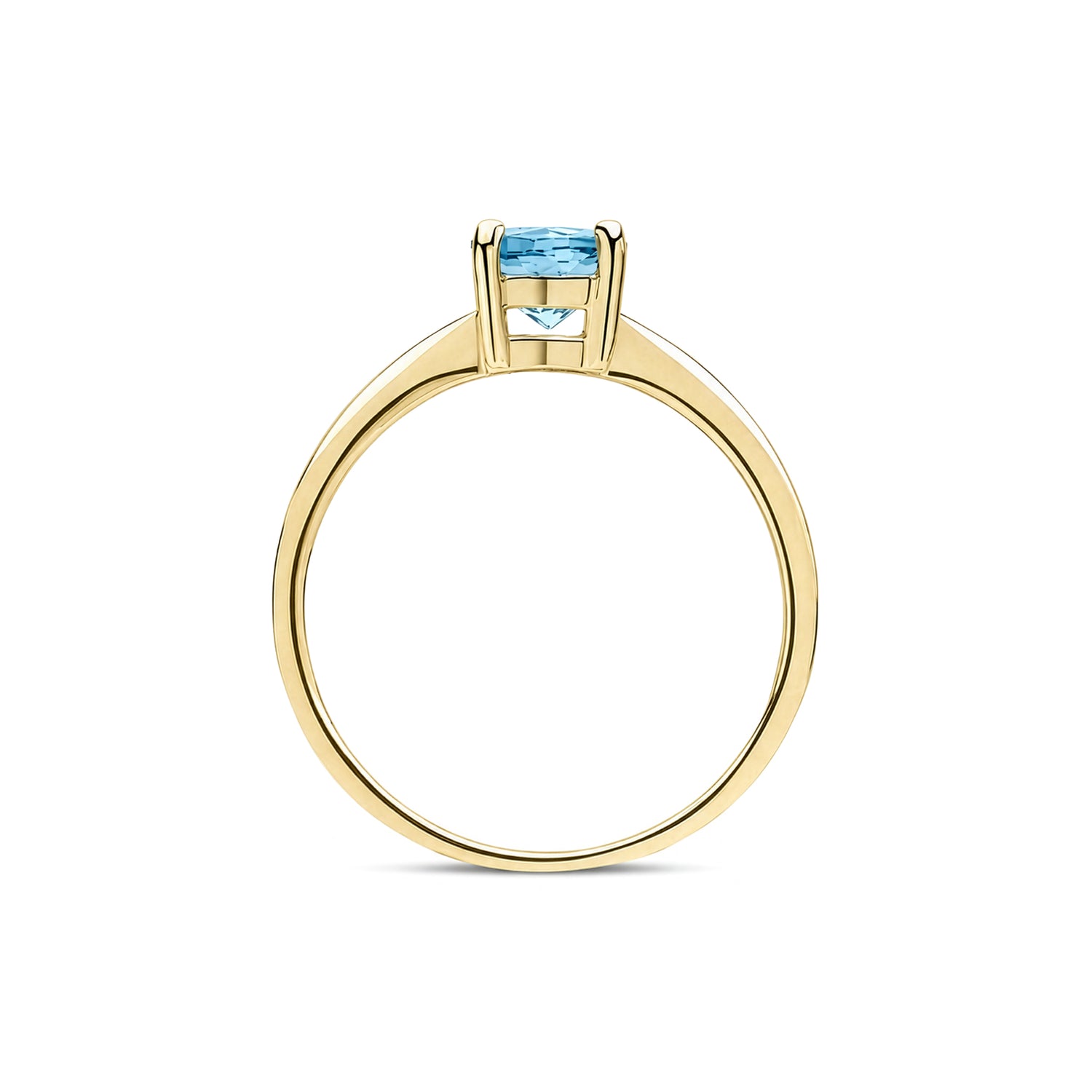 9ct Yellow Gold Round Natural Swiss Blue Topaz Claw Ring — 6mm