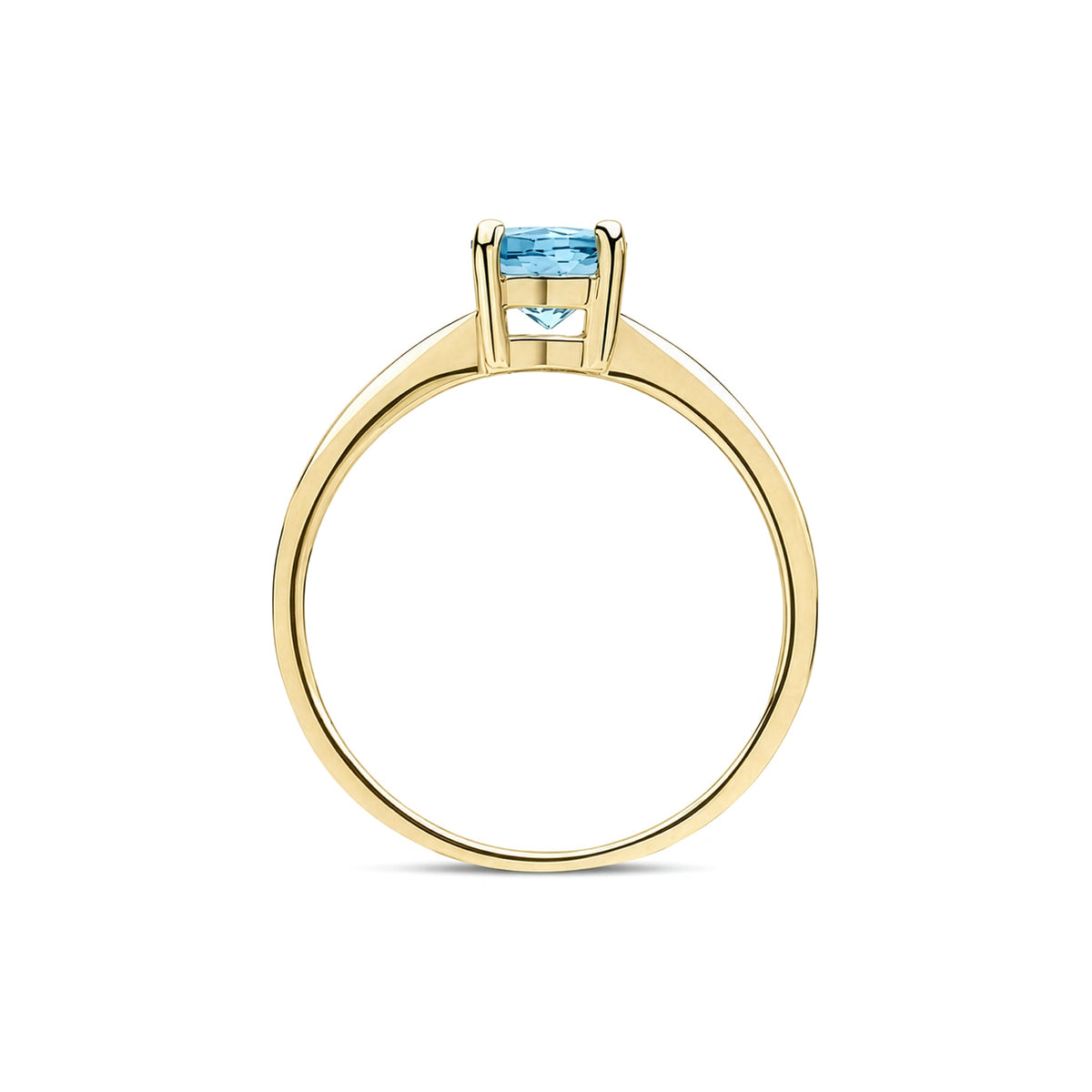 9ct Yellow Gold Round Natural Swiss Blue Topaz Claw Single Stone Ring — 6mm