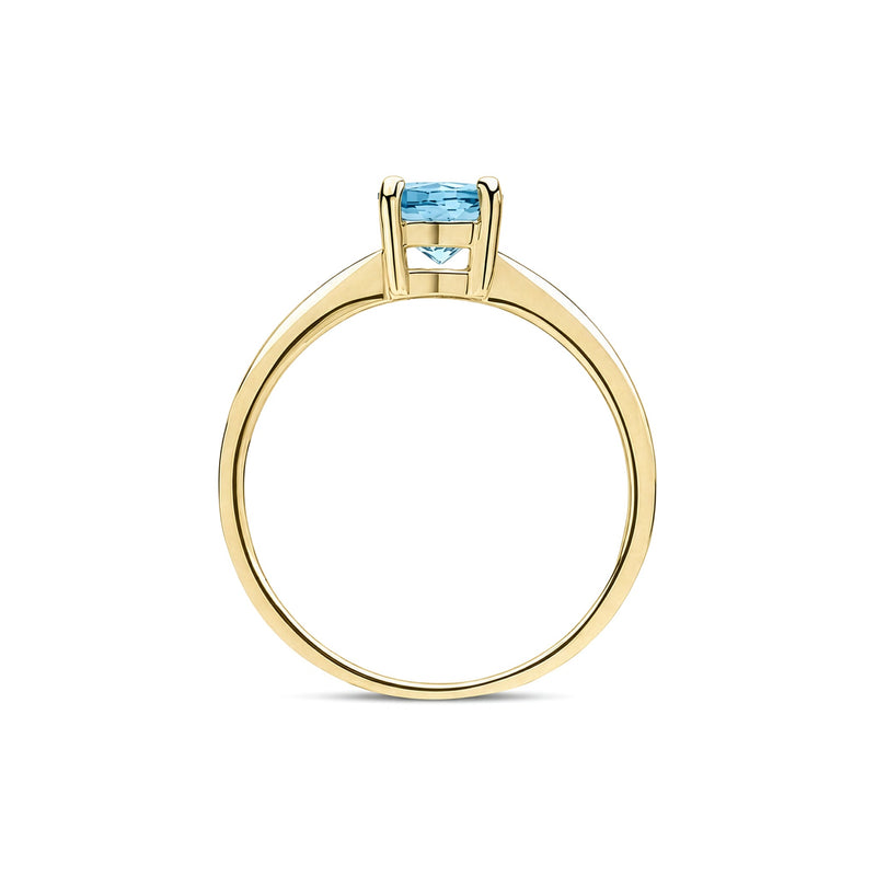 9ct Yellow Gold Round Natural Swiss Blue Topaz Claw Single Stone Ring — 6mm