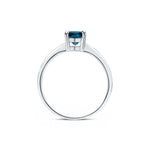 9ct White Gold Round Natural London Blue Topaz Claw Single Stone Ring — 6mm