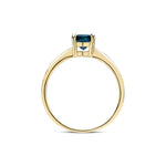 9ct Yellow Gold Round Natural London Blue Topaz Claw Single Stone Ring — 6mm