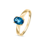 9ct Yellow Gold Oval Natural London Blue Topaz Claw Single Stone Ring — 7x5mm