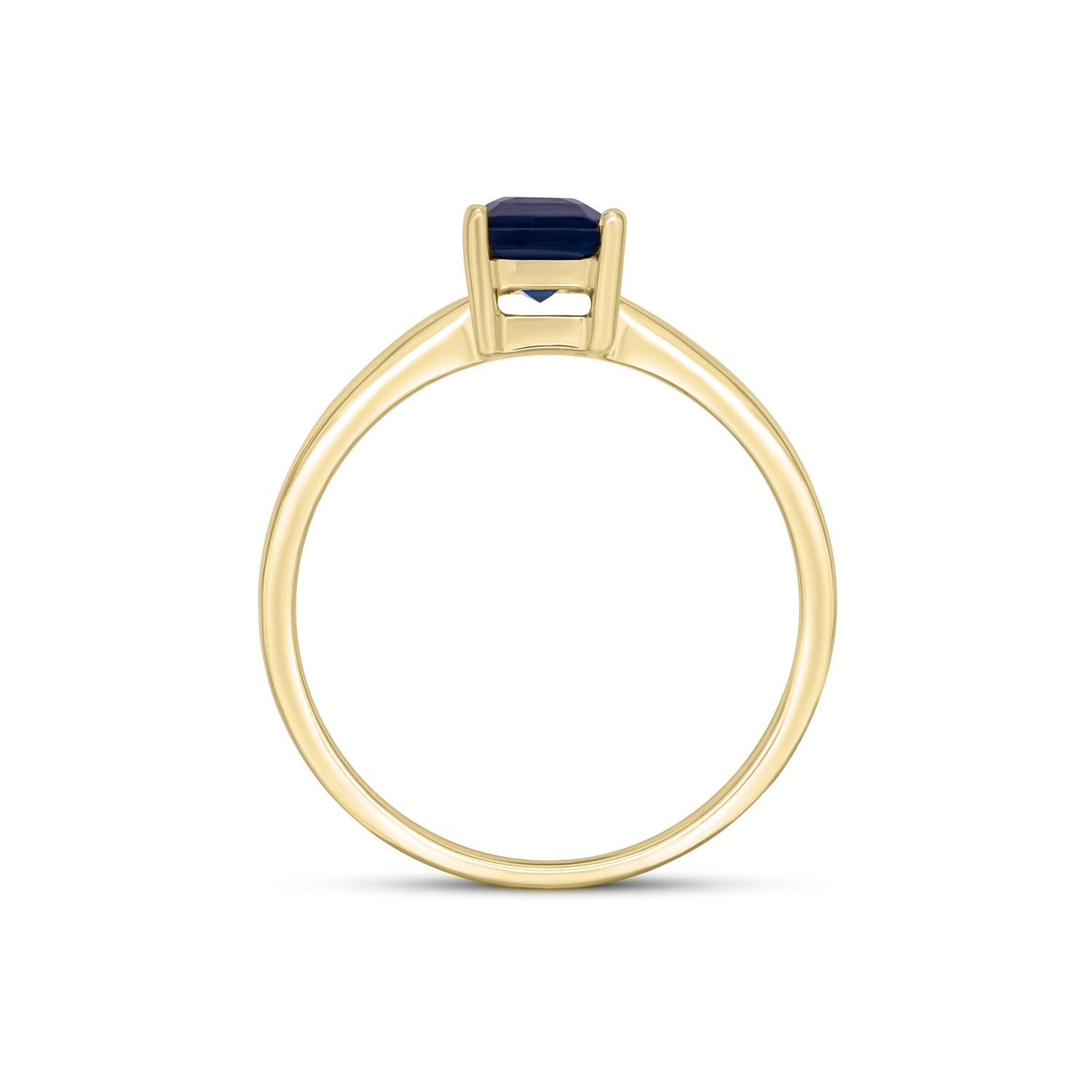 9ct Yellow Gold Emerald Cut Natural London Blue Topaz Claw Ring — 7x5mm