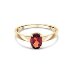 9ct Yellow Gold Oval Natural Garnet Claw Single Stone Ring — 7x5mm