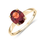 9ct Yellow Gold Oval Natural Garnet Claw Single Stone Ring — 9x7mm