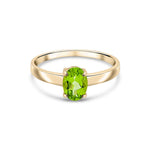 9ct Yellow Gold Oval Natural Peridot Claw Single Stone Ring — 7x5mm