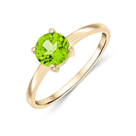 9ct Yellow Gold Round Natural Peridot Claw Ring