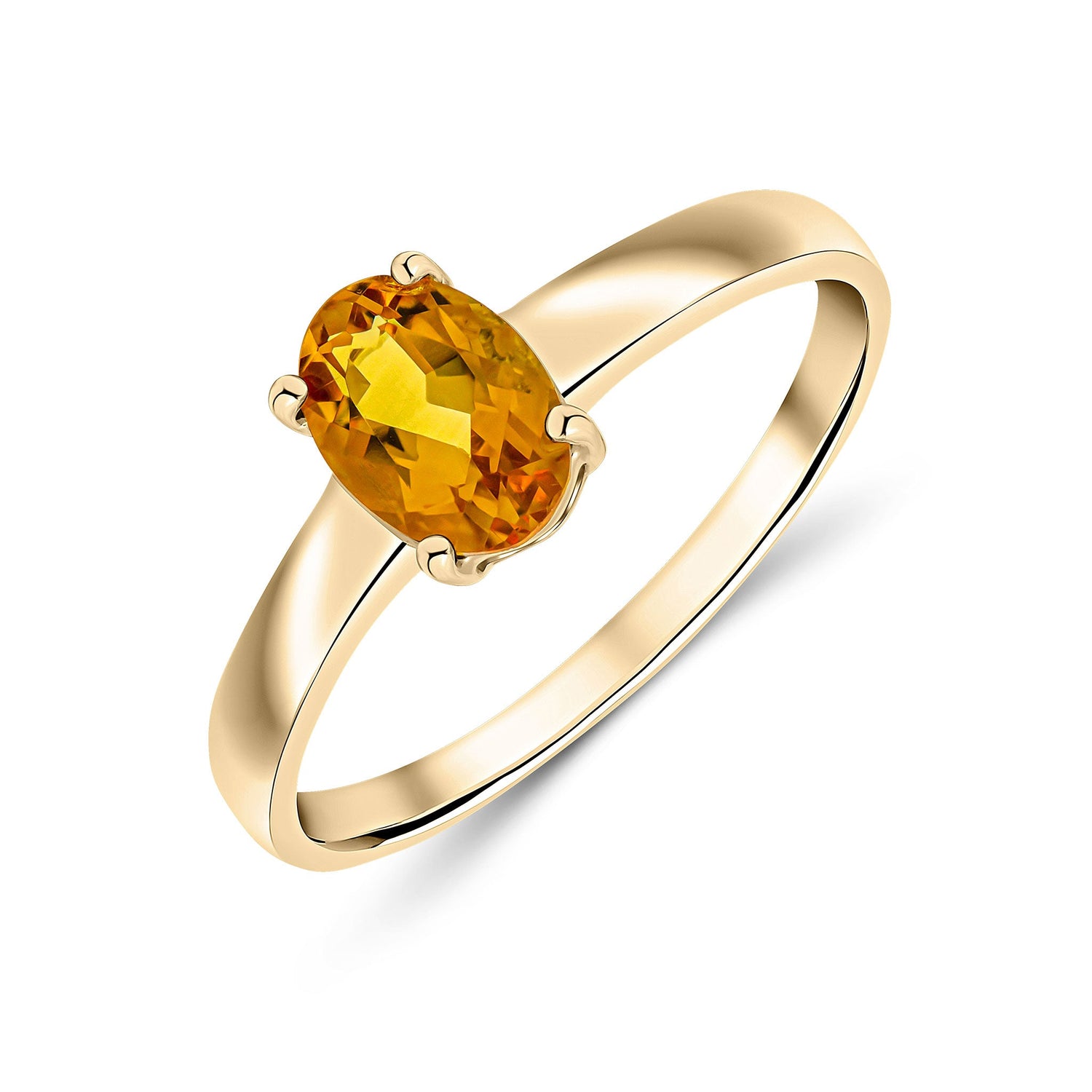 9ct Yellow Gold Oval Citrine Claw Ring — 7x5mm