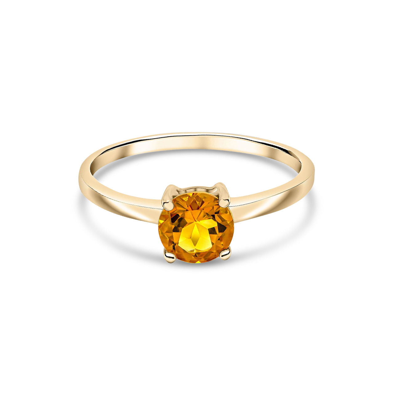 9ct Yellow Gold Round Natural Citrine Claw Ring