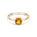 9ct Yellow Gold Round Natural Citrine Claw Single Stone Ring — 6mm