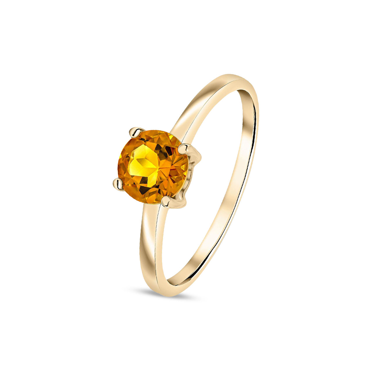 9ct Yellow Gold Round Natural Citrine Claw Ring