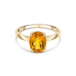 9ct Yellow Gold Oval Natural Citrine Claw Single Stone Ring — 9x7mm