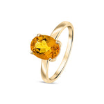 9ct Yellow Gold Oval Natural Citrine Claw Single Stone Ring — 9x7mm