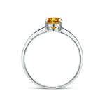 9ct White Gold Oval Natural Citrine Claw Single Stone Ring — 7x5mm