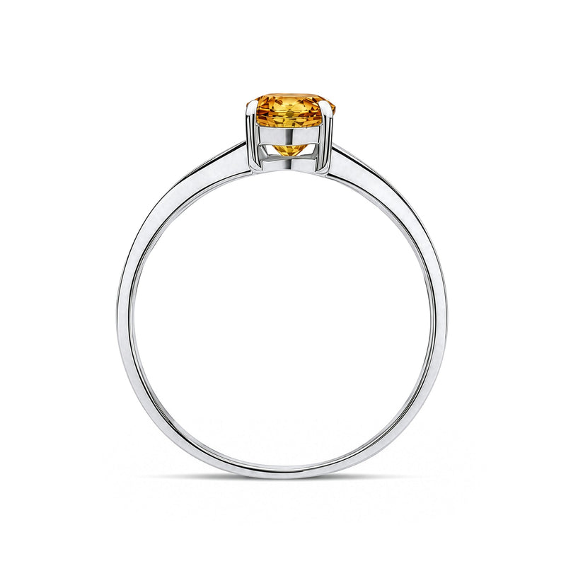 9ct White Gold Oval Natural Citrine Claw Single Stone Ring — 7x5mm