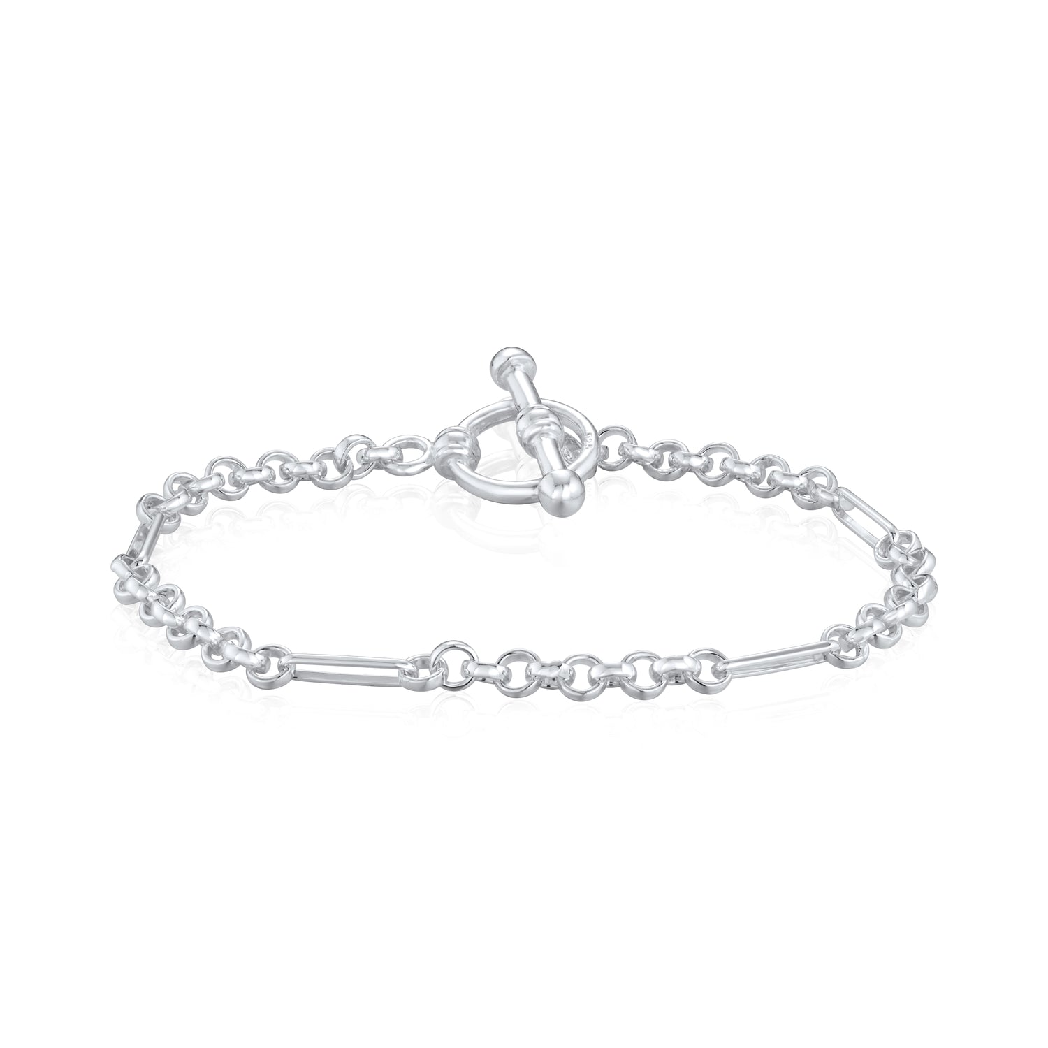 Sterling Silver Handmade Solid 4mm Oval Round Figaro Bracelet