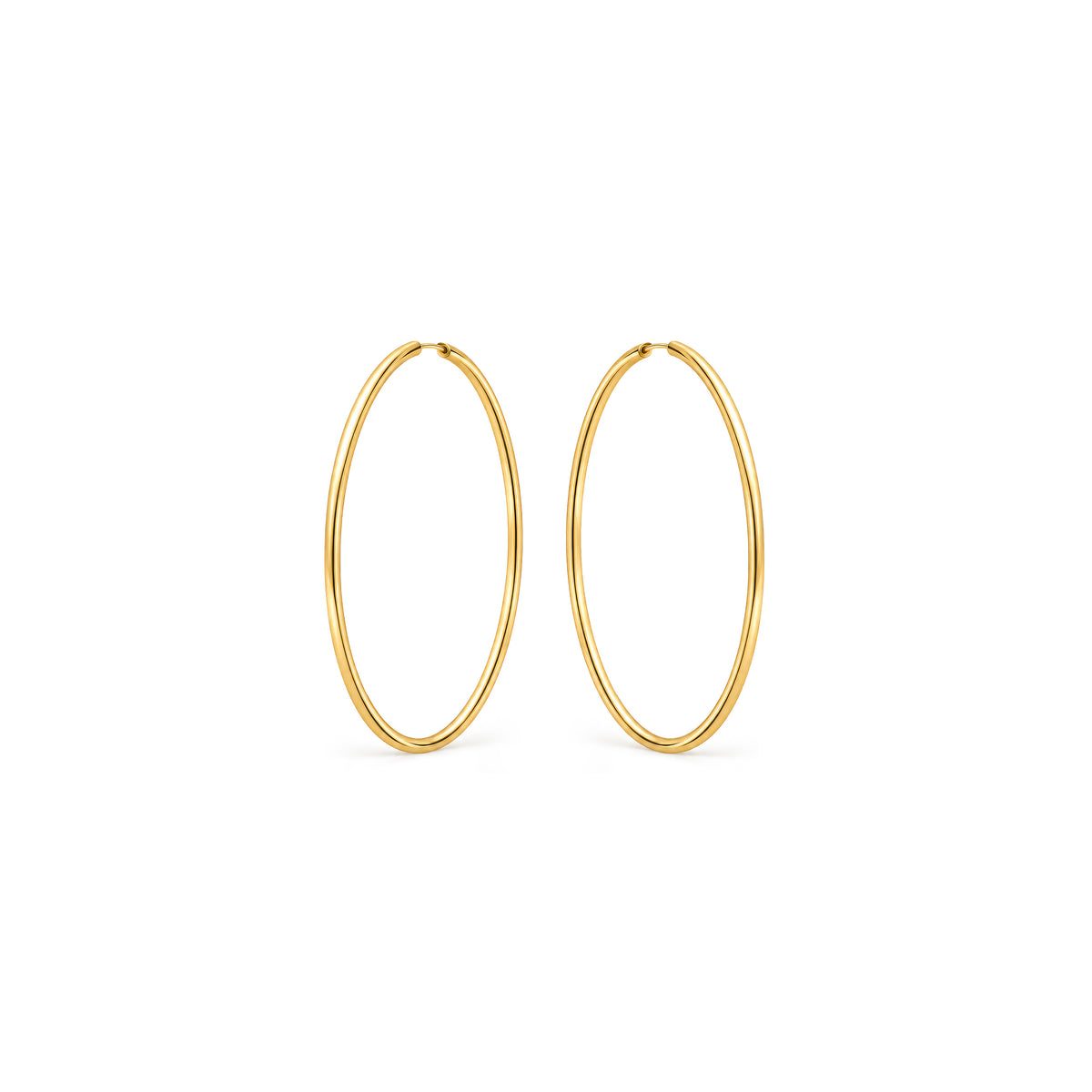 9ct Gold Thin Sleeper Hoop Earrings — 32x1.5mm