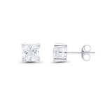 9ct White Gold Cushion Cubic Zirconia CZ Claw Stud Earrings — 6mm