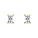 9ct Yellow Gold Octagon Cubic Zirconia CZ Claw Stud Earrings — 6x4mm
