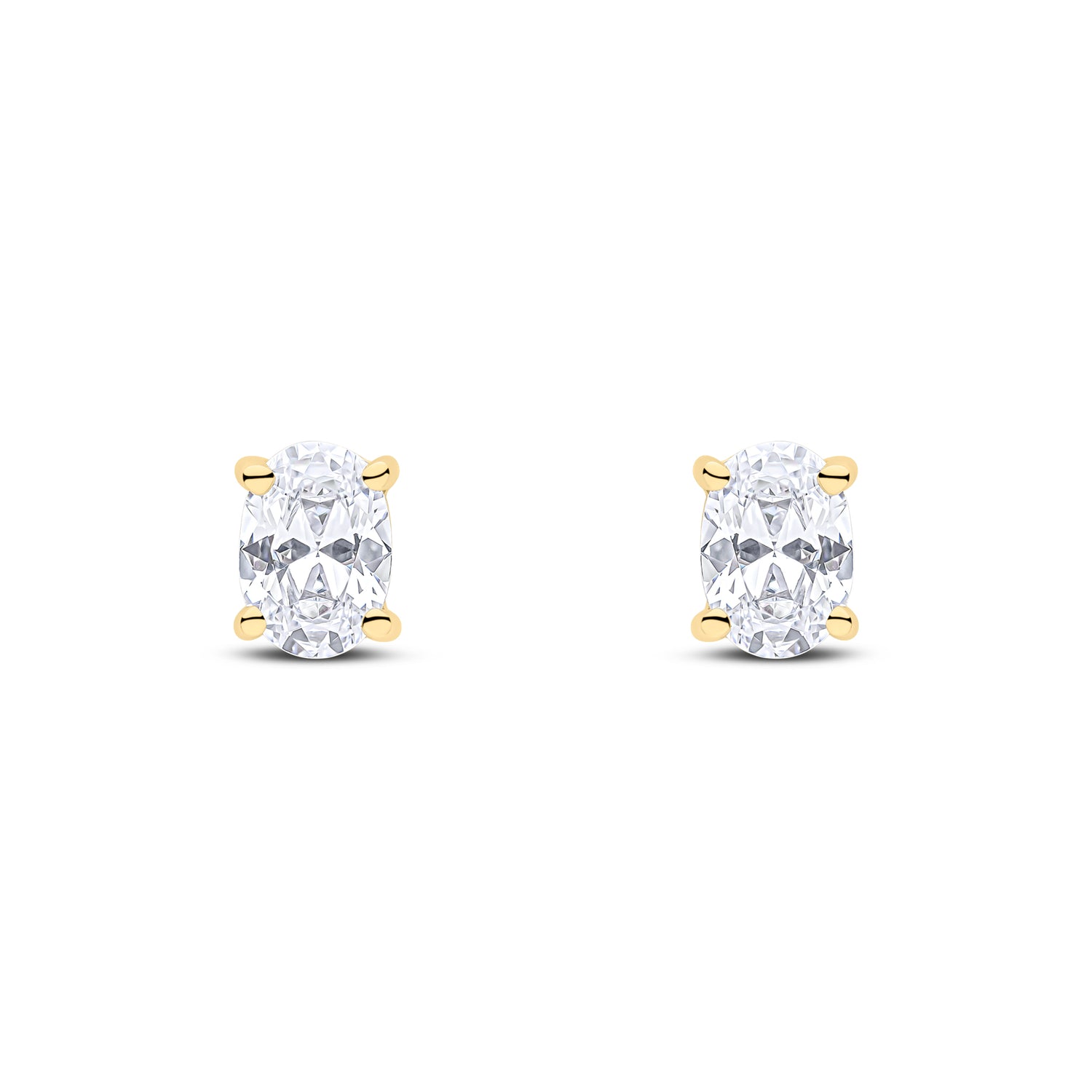 9ct Yellow Gold Oval Cubic Zirconia CZ Stud Earrings — 7x5mm