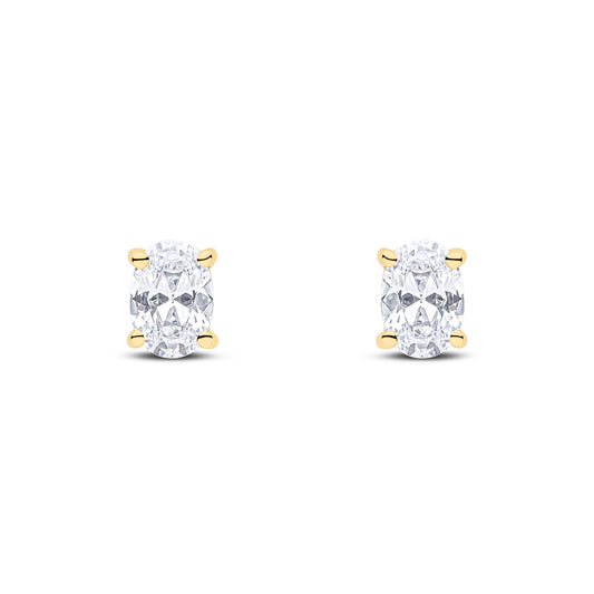 9ct Yellow Gold Oval Cubic Zirconia CZ Stud Earrings — 7x5mm