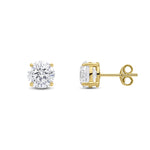 9ct Yellow Gold Round Cubic Zirconia CZ Claw Stud Earrings — 7mm