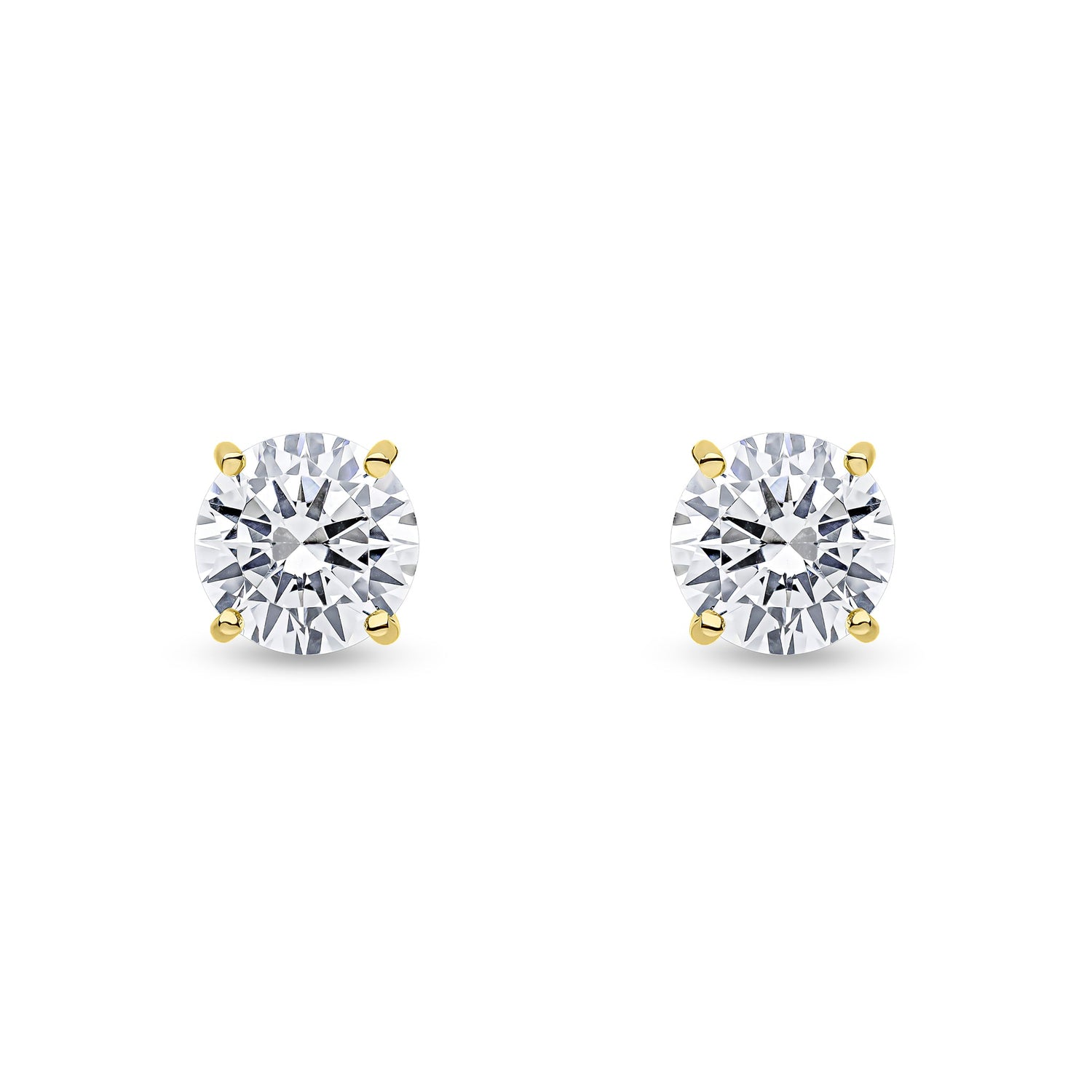9ct Yellow Gold Round Cubic Zirconia Claw Stud Earrings — 8mm