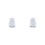 9ct White Gold Pear Shaped Cubic Zirconia CZ Claw Stud Earrings — 9x6mm